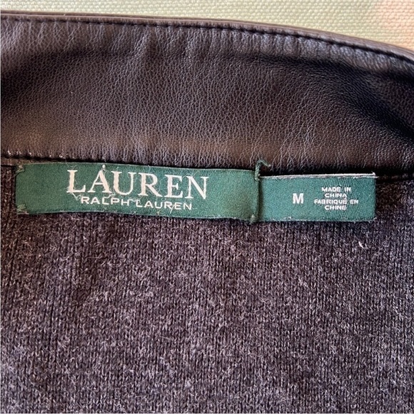 Lauren Ralph Lauren Faux Leather Detail Long Sleeve Front Zip Moto Jacket - Picture 8 of 12